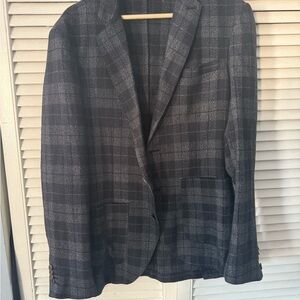 Classic Black and Gray Checkered Blazer